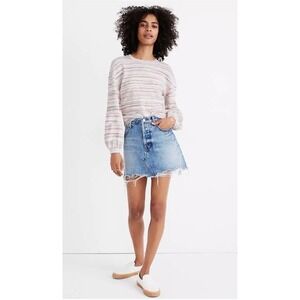 Madewell bubble-sleeve crop top women’s size S rainbow stripe